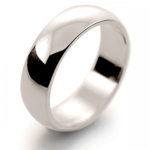 D Shape Medium - 6mm White Gold Wedding Ring